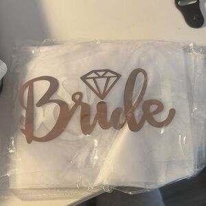 White Bride veil with Gold Lettering for Bach party